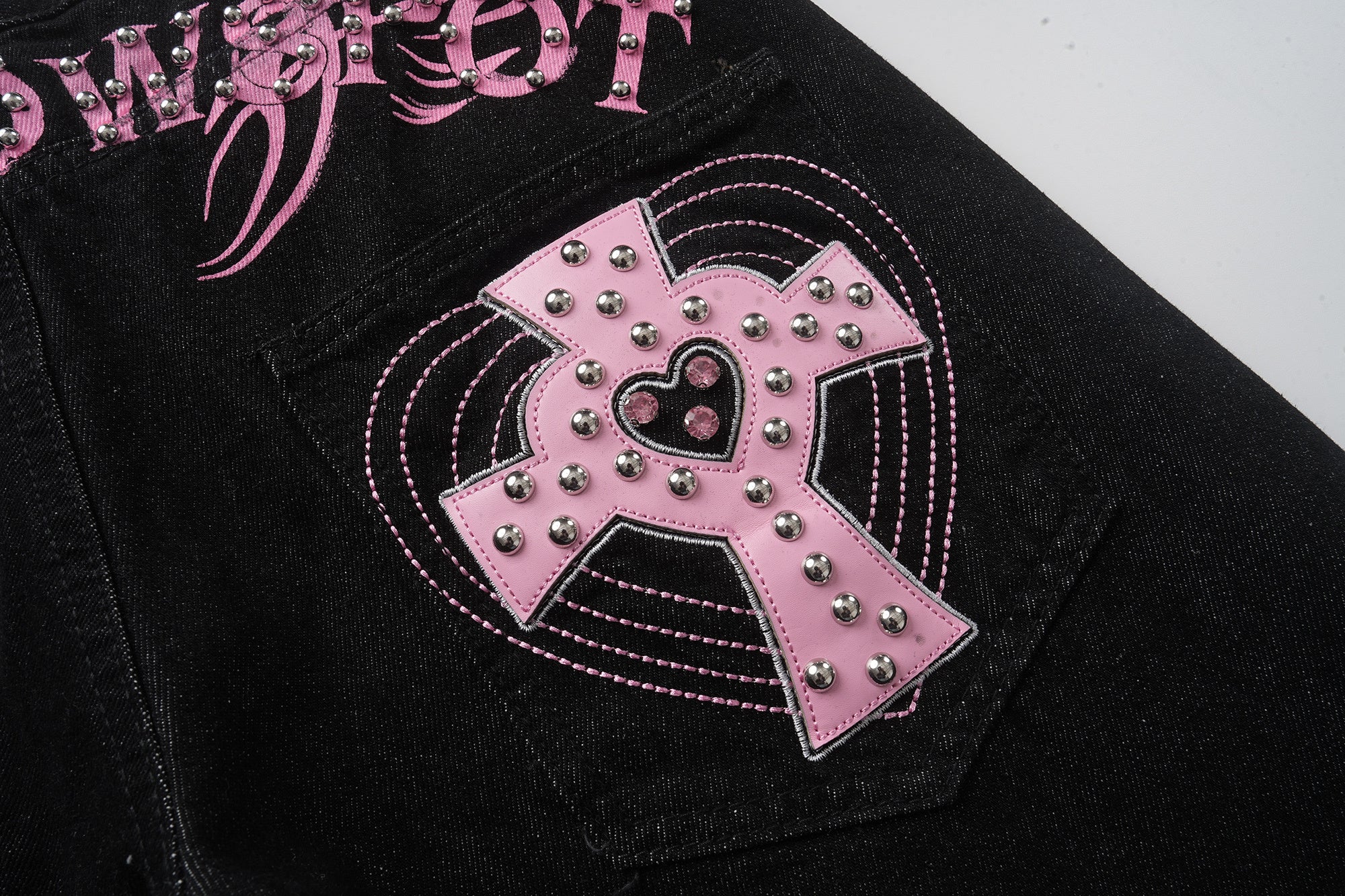 Cross Pocket Graphic Wide-Leg Jeans | Streetwear Denim