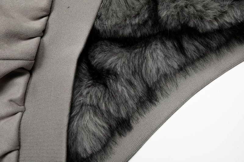 Reversible Faux Fur & Suede Hooded Bomber Jacket