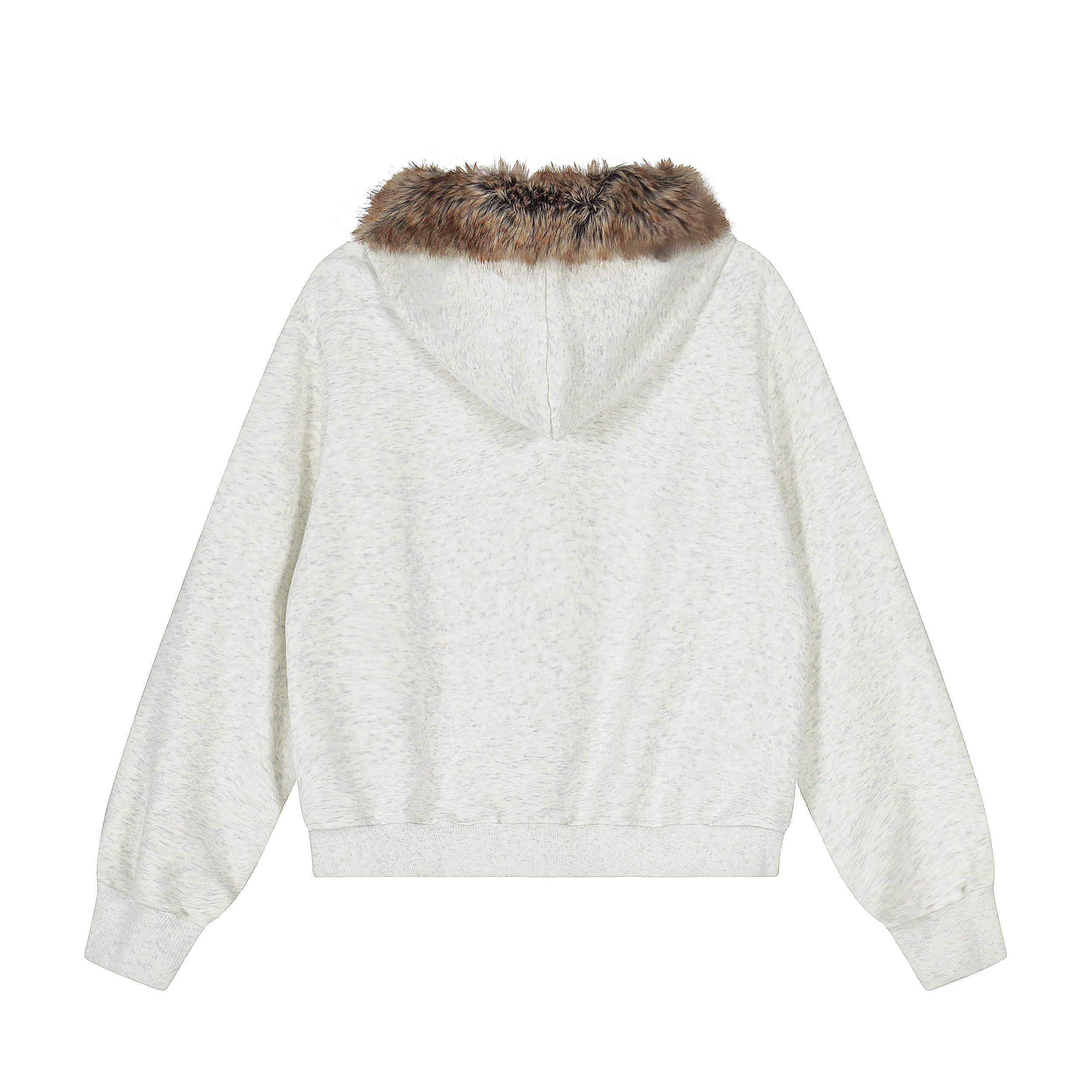 Faux-Fur Collar Anime Graphic Zip Hoodie | Studded Streetwear