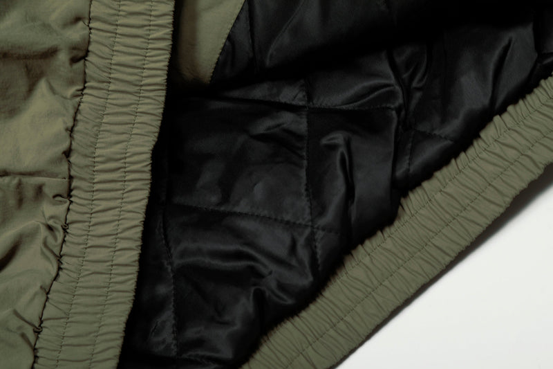 Varsity Patch Faux Fur Hooded Puffer Jacket | Army Green