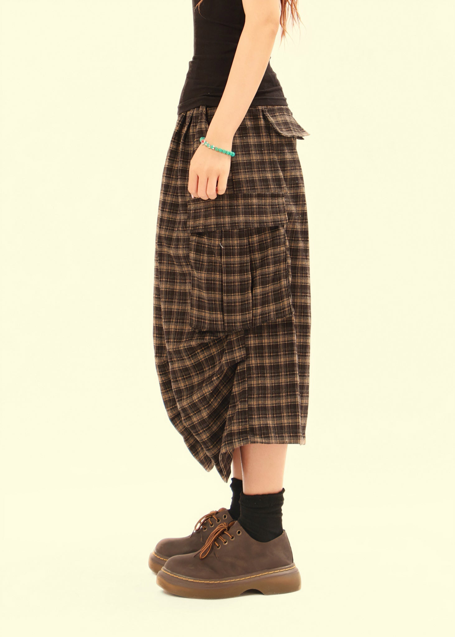 Omirad Plaid Cargo Shorts | Streetwear Knee-Length Fit