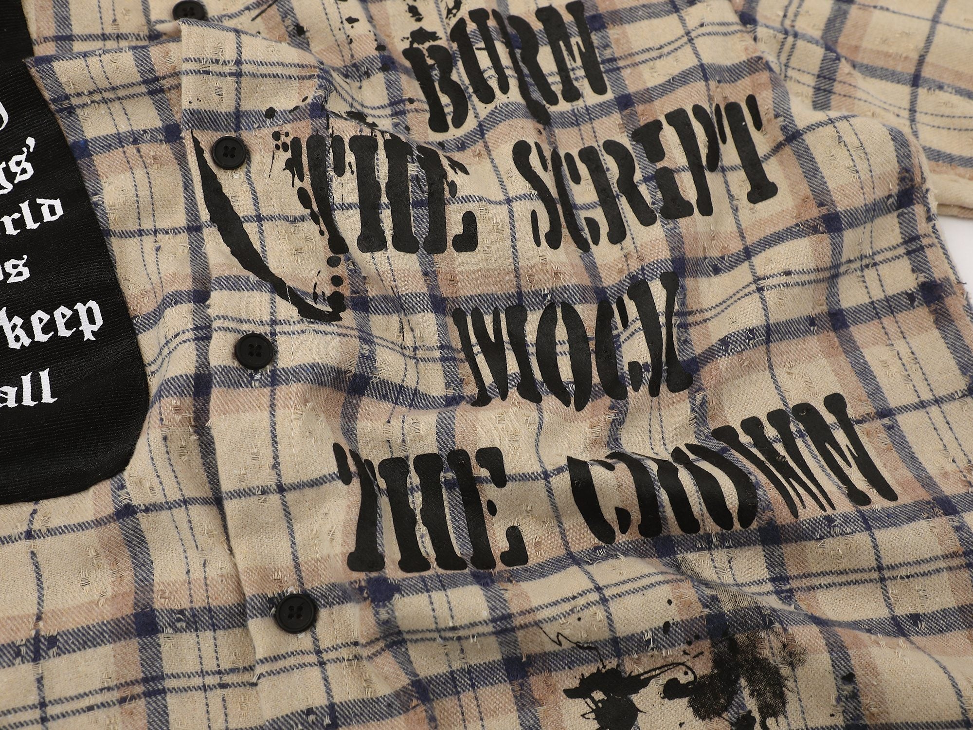 Omirad Burn The Script Graphic Plaid Shirt | Streetwear