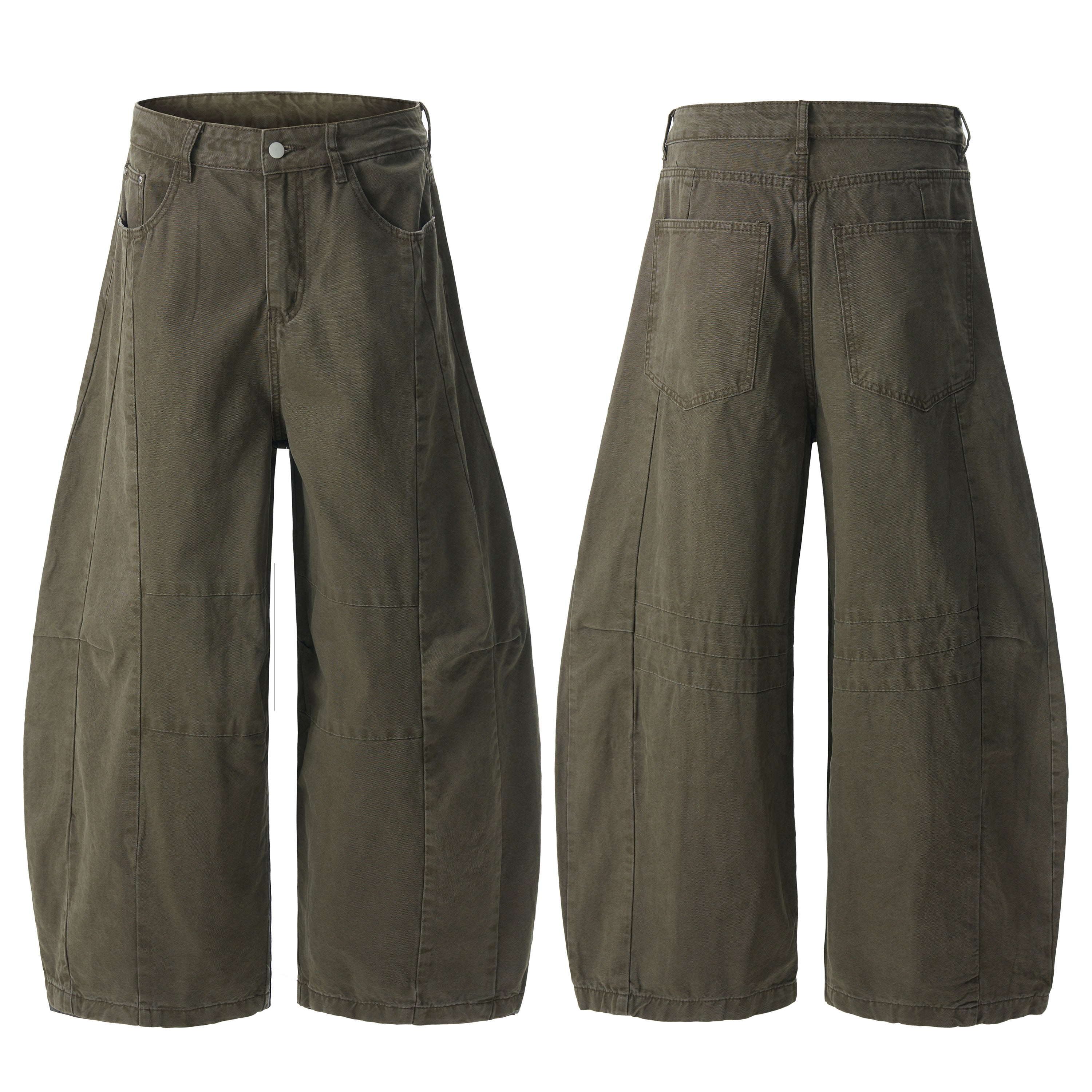 Structured Panel Barrel Wide-Leg Jeans | 100% Cotton