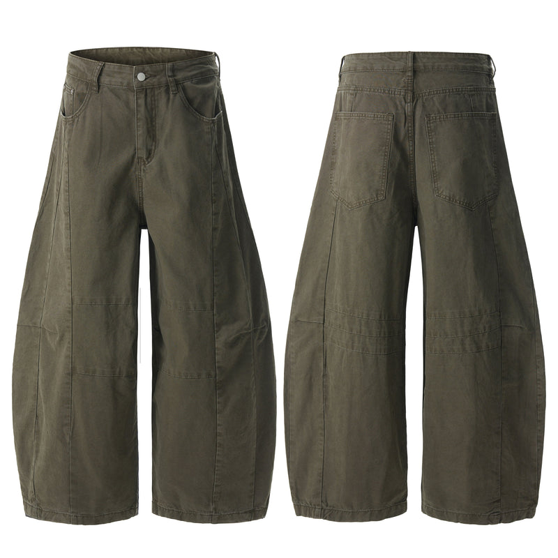Structured Panel Barrel Wide-Leg Jeans | 100% Cotton