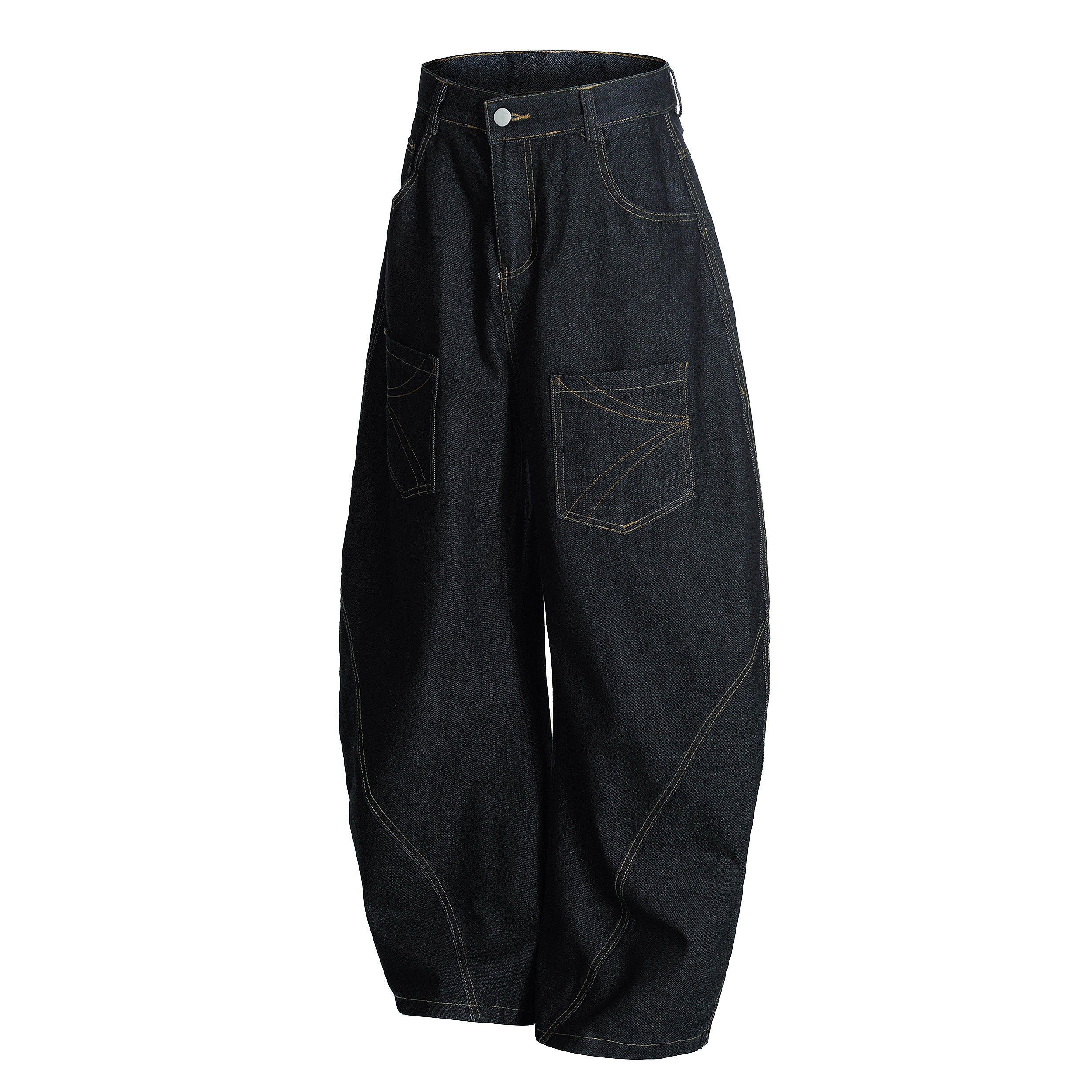 Omirad Arc Stitch Wide-Leg Denim Jeans | Y2K Streetwear