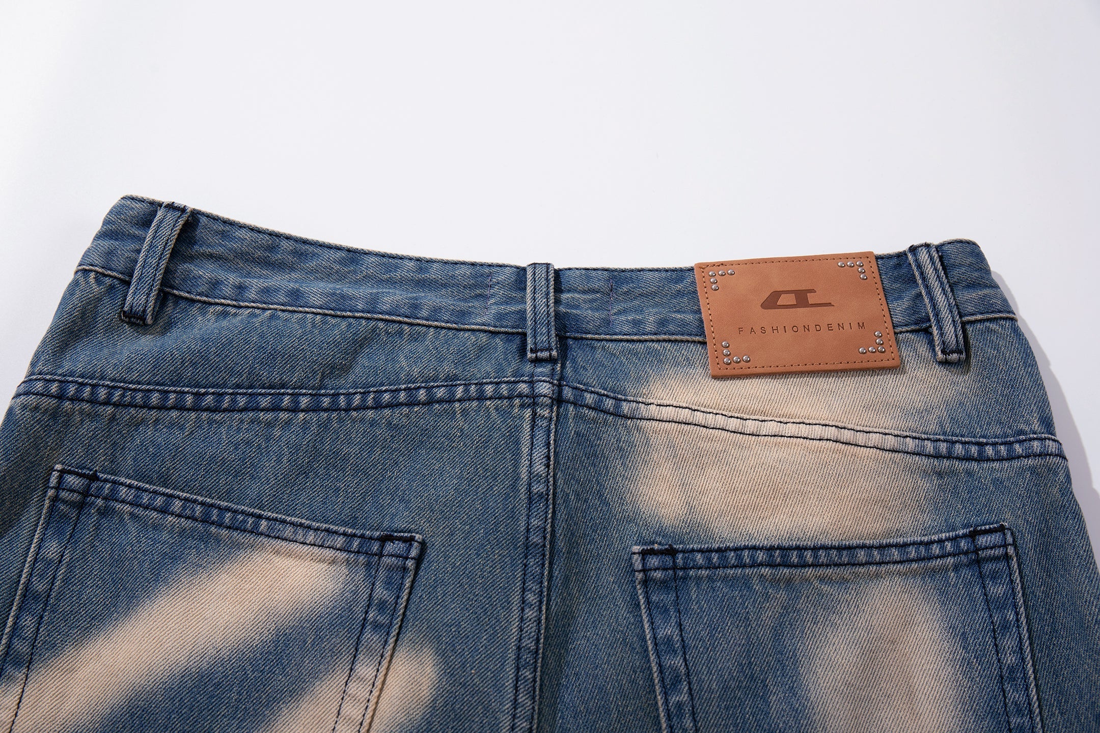 Spray-Fade Graffiti Wide-Leg Jeans | Vintage Blue Denim