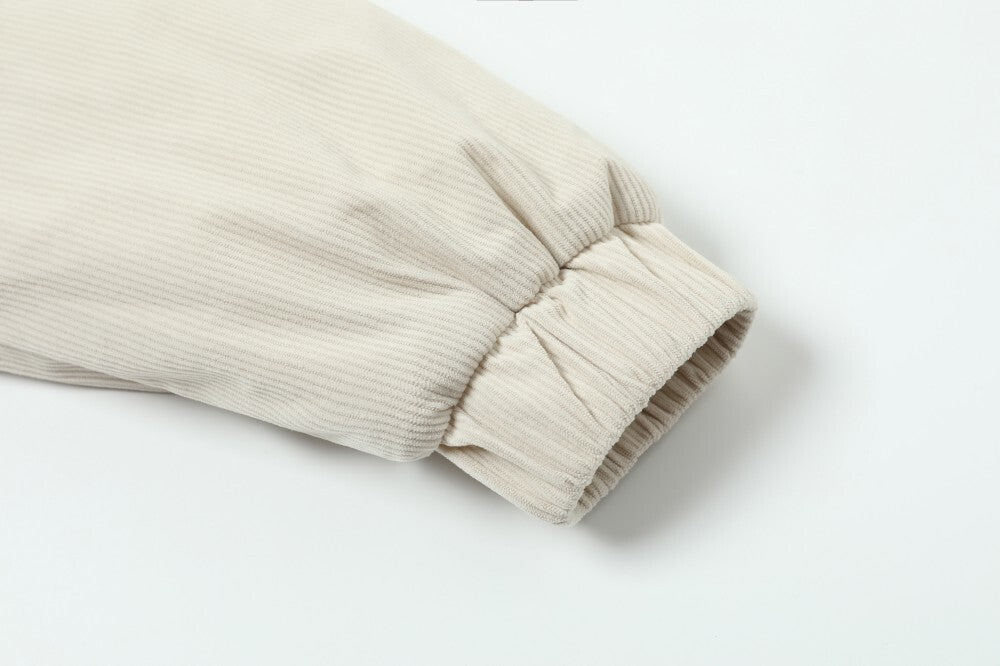 Omirad Embroidered Back Corduroy Zip Jacket | Cream