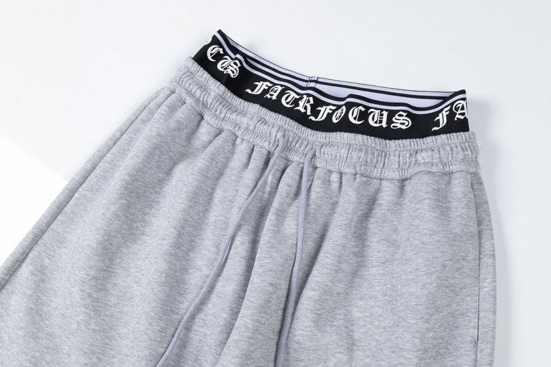Gothic Cross Wide-Leg Sweatpants | FATFOCUS Logo Waistband