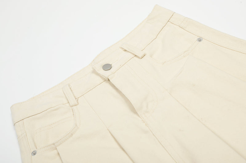 Wide-Leg Pleated Canvas Pants | Oversized Streetwear Trousers
