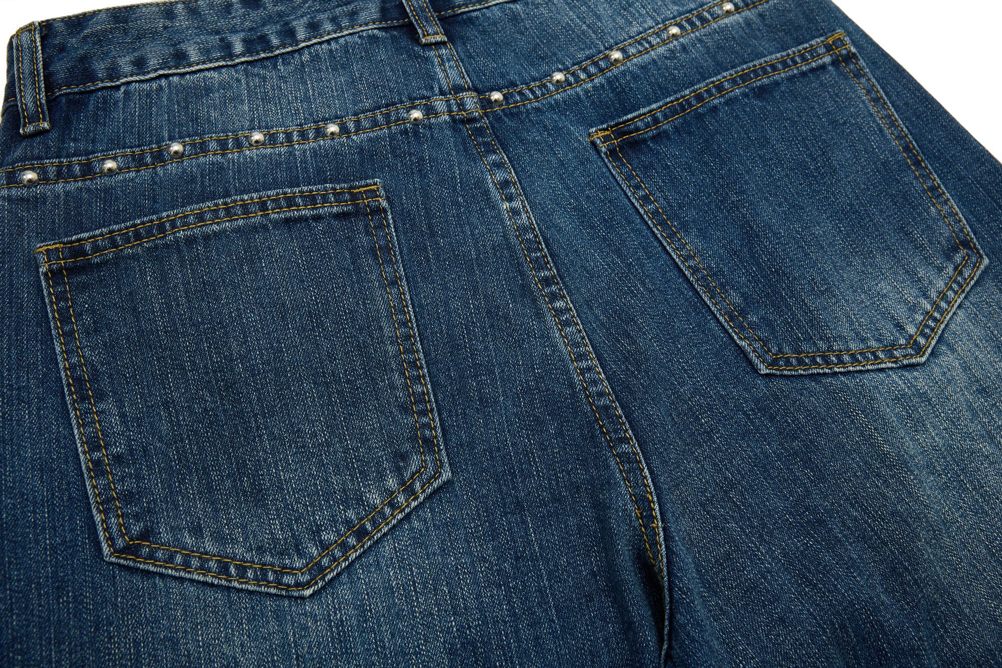 Studded Panel Wide-Leg Denim Jeans | Streetwear Fit