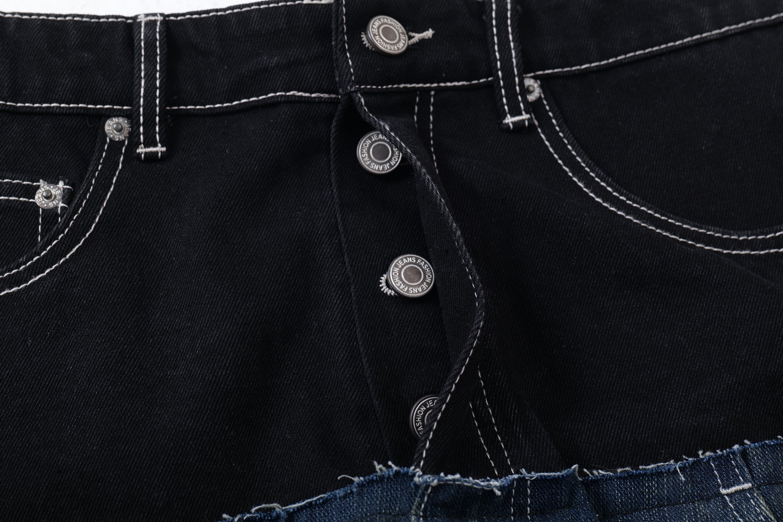 Omirad Two-Tone Washed Balloon Wide-Leg Jeans