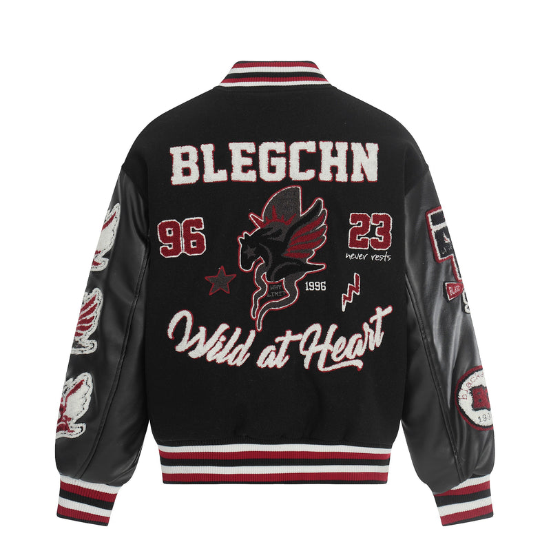Wild at Heart Embroidered Varsity Jacket | Streetwear Bomber