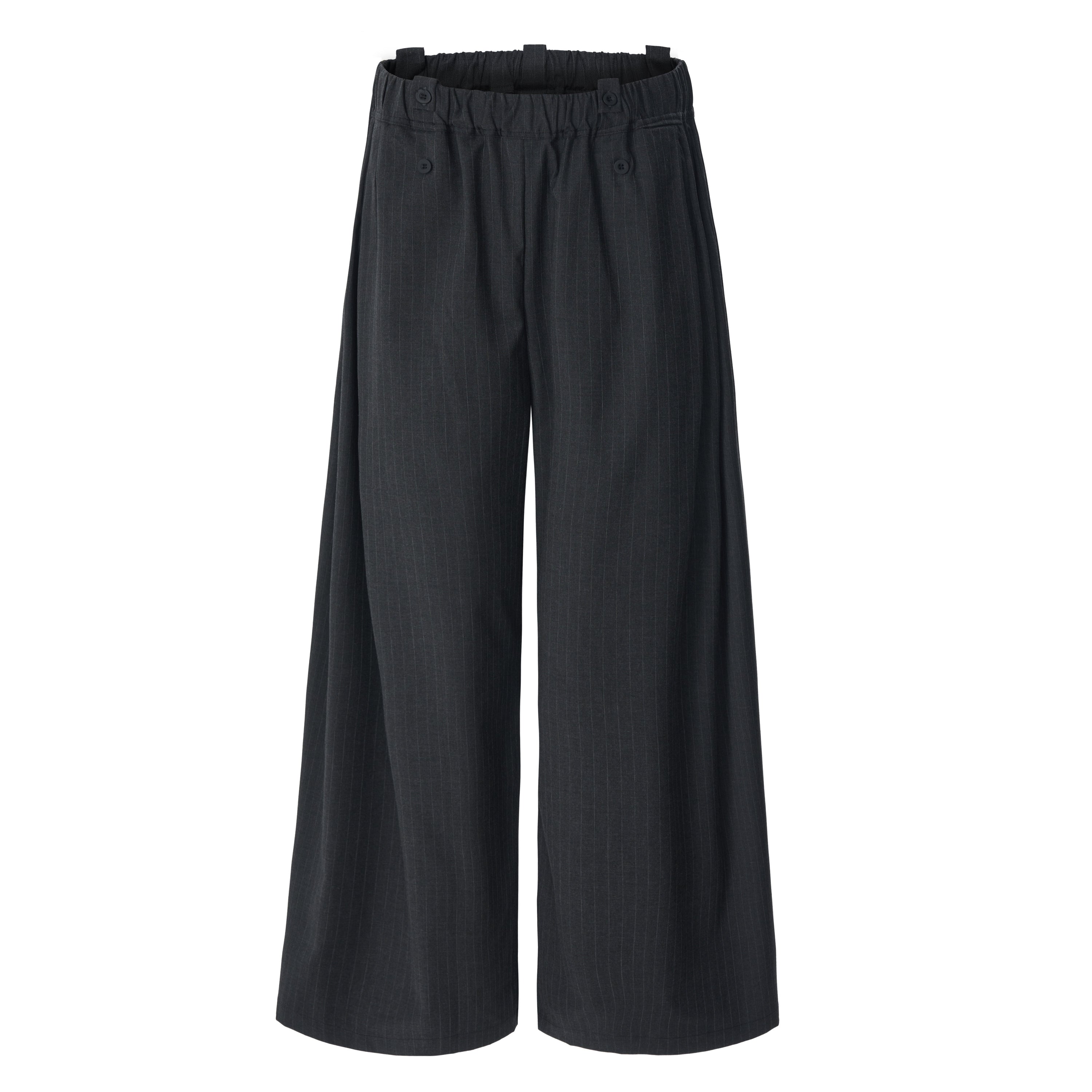 Dual-Button Pinstripe Wide-Leg Trousers | Relaxed Fit