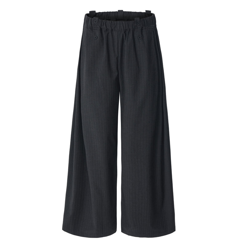 Dual-Button Pinstripe Wide-Leg Trousers | Relaxed Fit