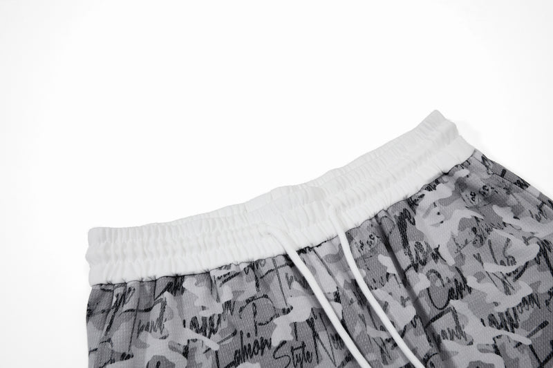 Omirad Camo Script Wide-Leg Streetwear Pants