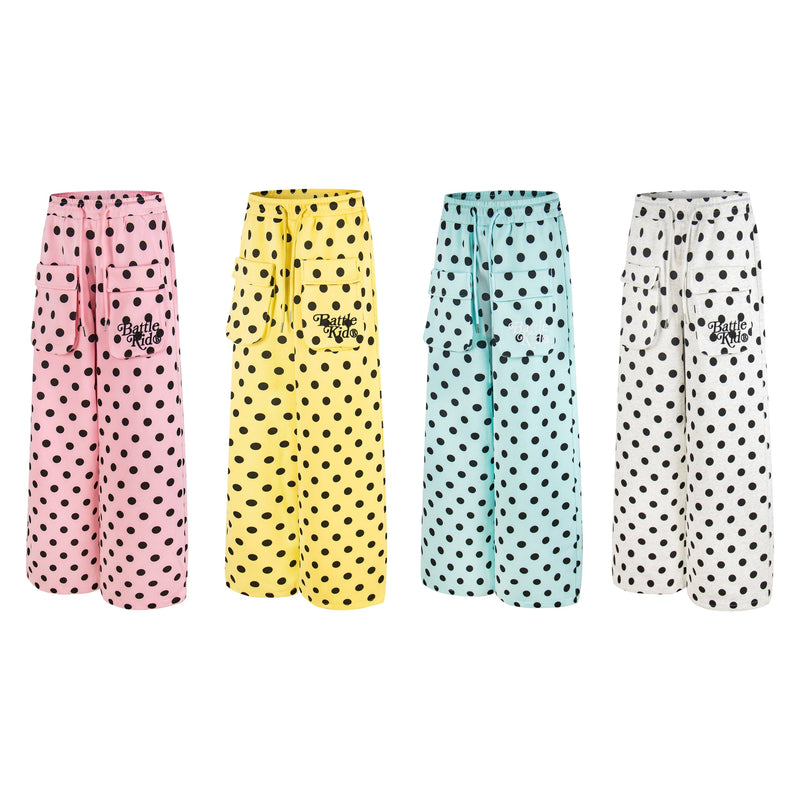 Battle Kid Polka Dot Wide-Leg Cargo Pants with Charms