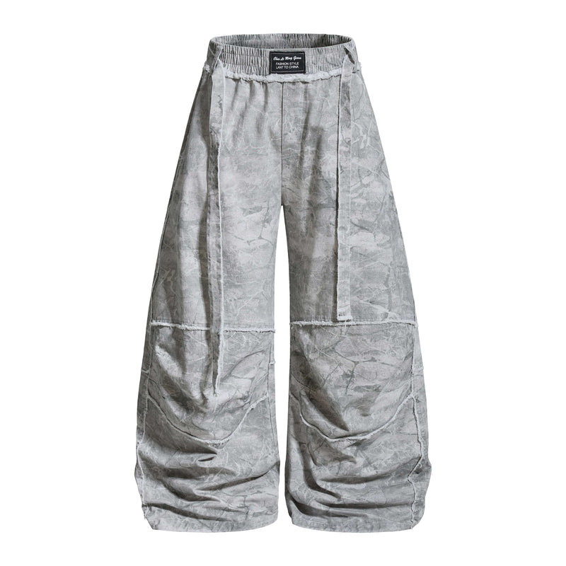 Washed Marble Wide-Leg Baggy Pants | Streetwear Denim