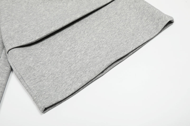 Gray shorts hem detail with folded cuff edge