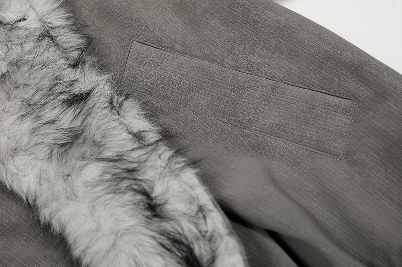 Faux Fur Trim High-Neck Bomber Jacket | Streetwear