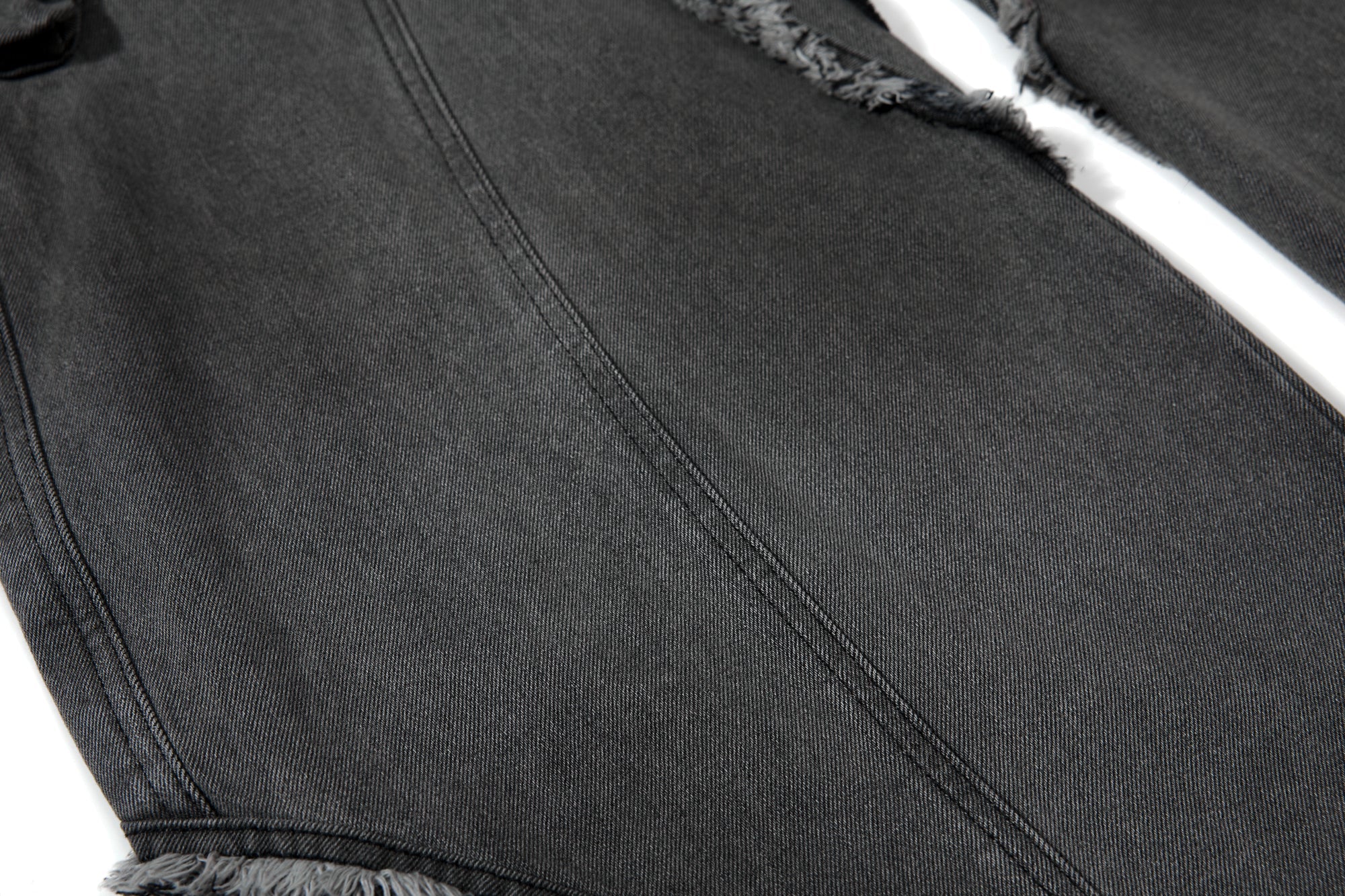 Omirad Washed Frayed Curved Cargo Jeans | Wide-Leg