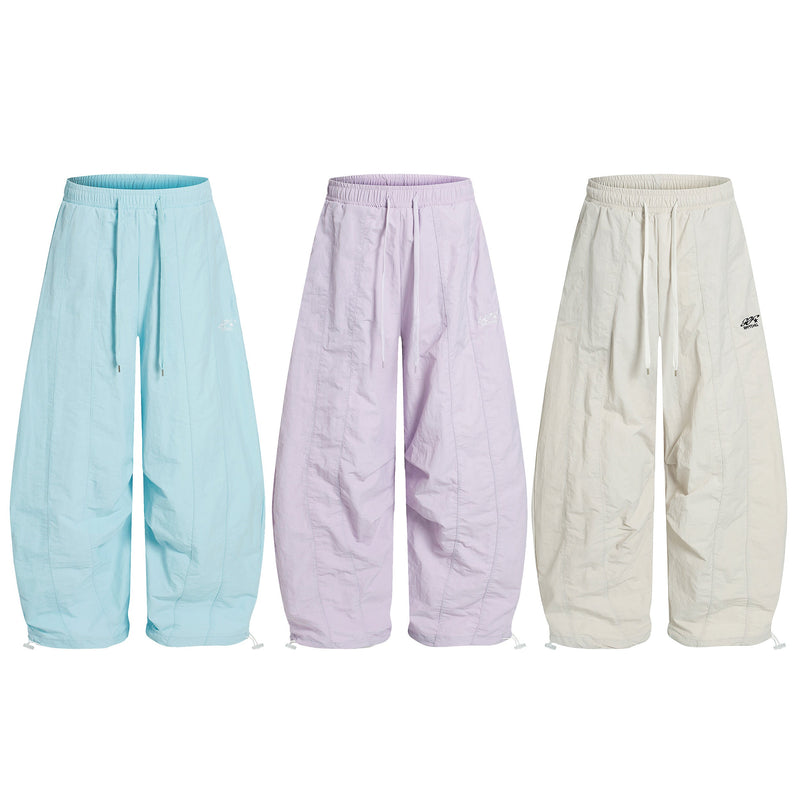 Pastel Nylon Stacked Balloon Pants | Streetwear Trousers