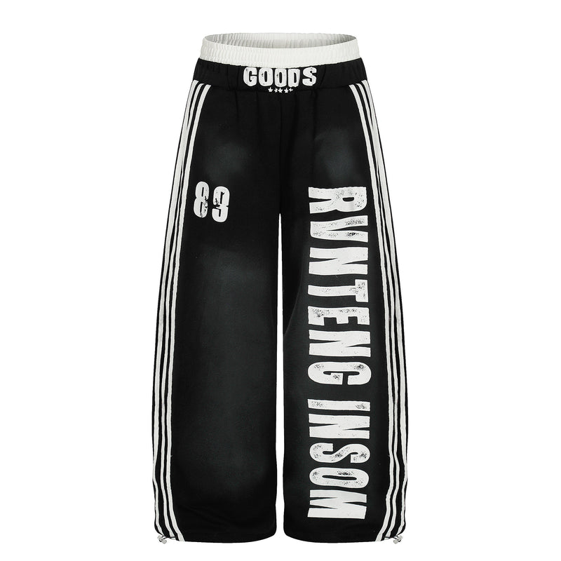 Bold Letter Triple Stripe Track Pants | Oversized Streetwear