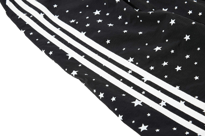 Star Print Wide-Leg Track Pants with Side Stripes | Streetwear