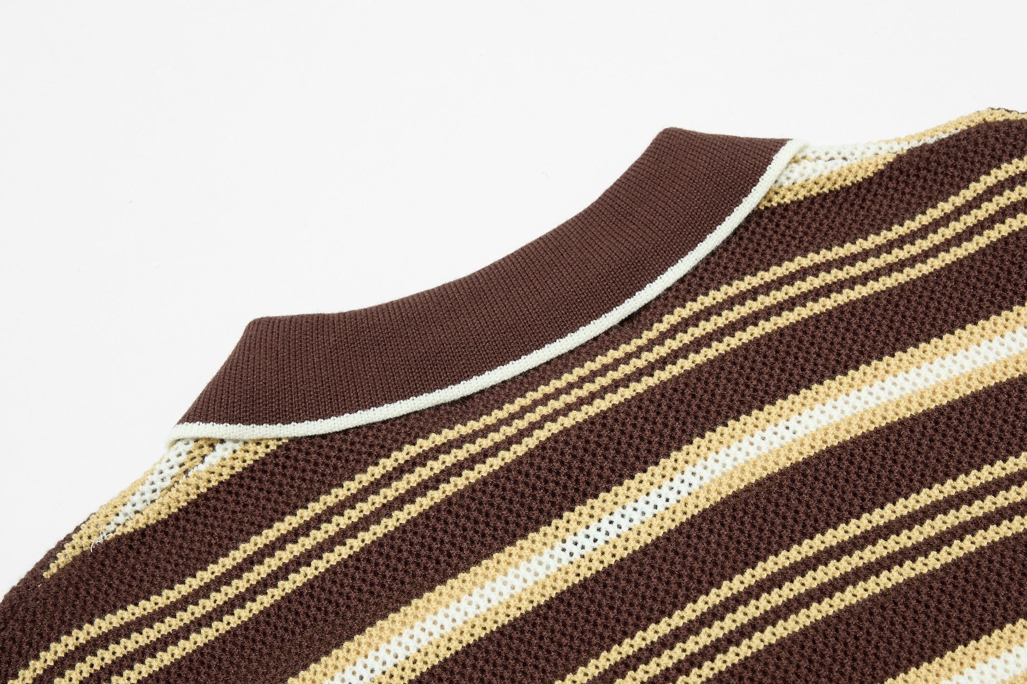 Omirad Retro Stripe Knit Polo | Vintage Collegiate Cotton Polo