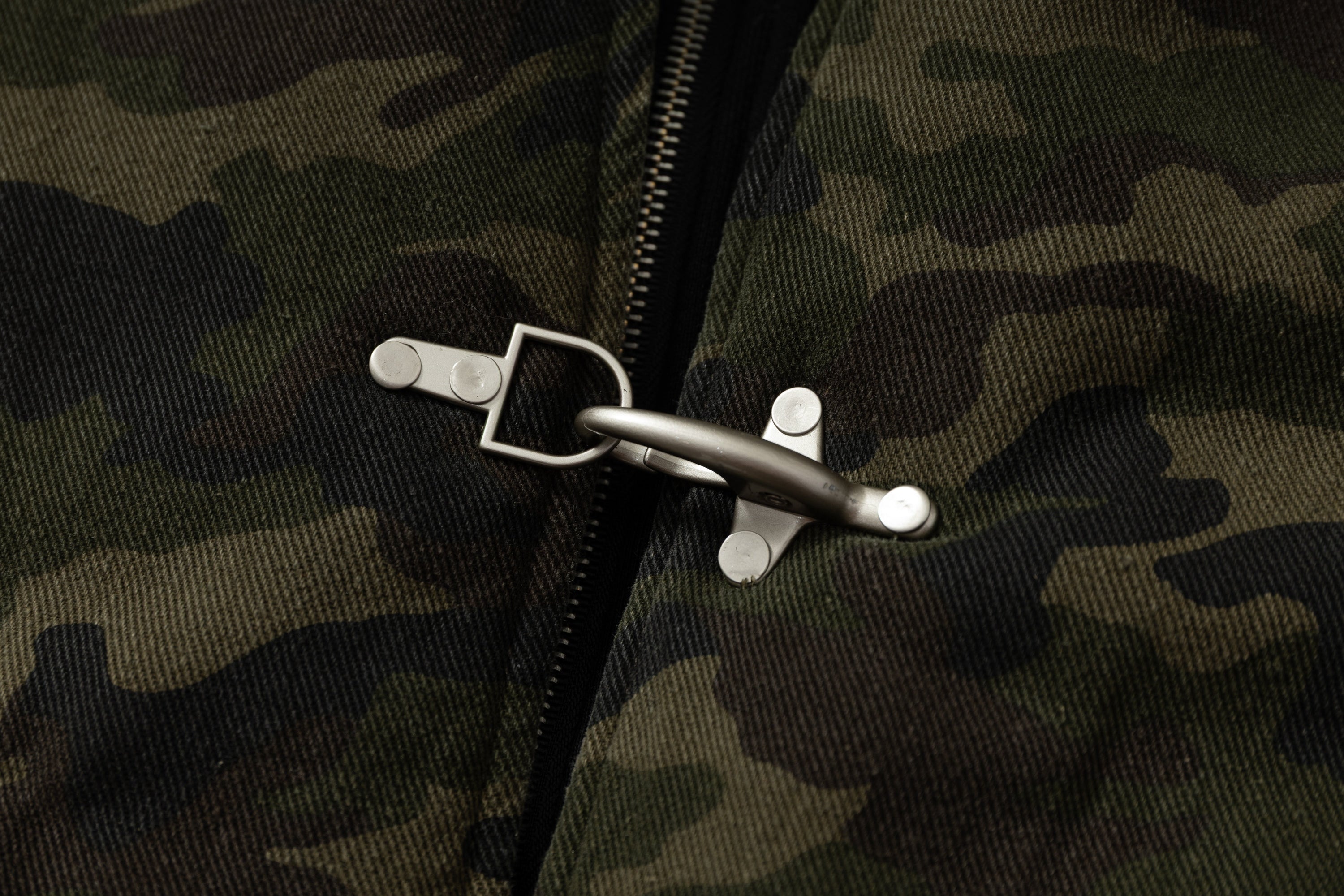 Omirad Camo Hook Detail Distressed Bomber Jacket with Hood