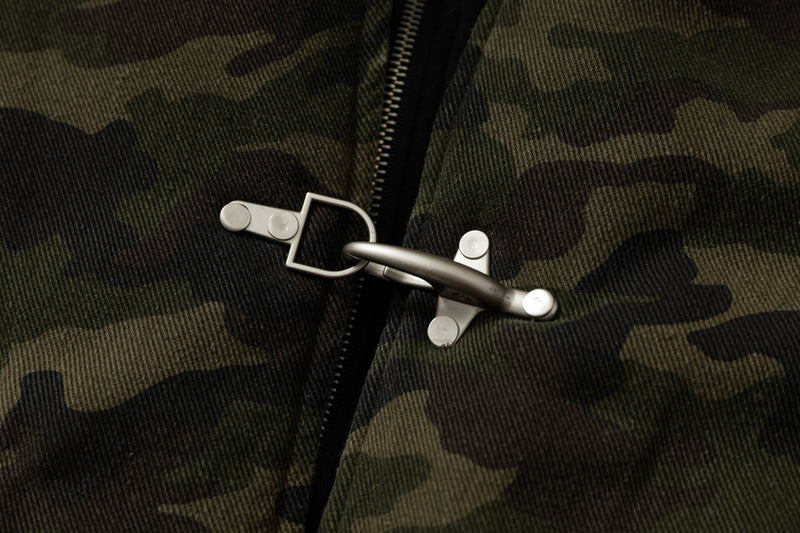 Omirad Camo Hook Detail Distressed Bomber Jacket with Hood