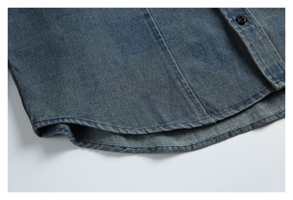 Checkerboard Denim Chambray Shirt on Sale - Men's and Women's Long Sleeve Casual Style - Seakoff