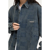 Checkerboard Denim Chambray Shirt on Sale - Men&