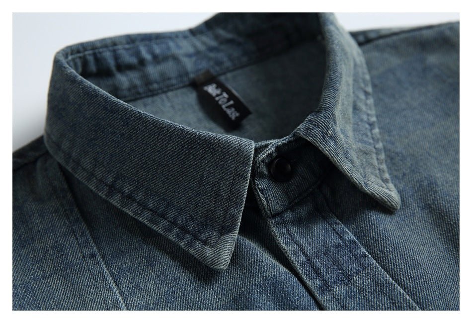 Checkerboard Denim Chambray Shirt on Sale - Men's and Women's Long Sleeve Casual Style - Seakoff