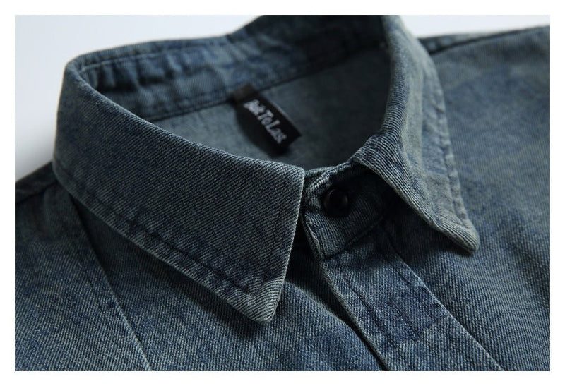 Checkerboard Denim Chambray Shirt on Sale - Men's and Women's Long Sleeve Casual Style - Seakoff