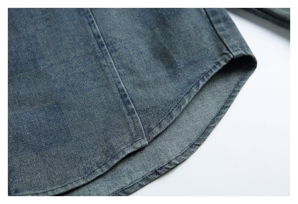 Checkerboard Denim Chambray Shirt on Sale - Men's and Women's Long Sleeve Casual Style - Seakoff