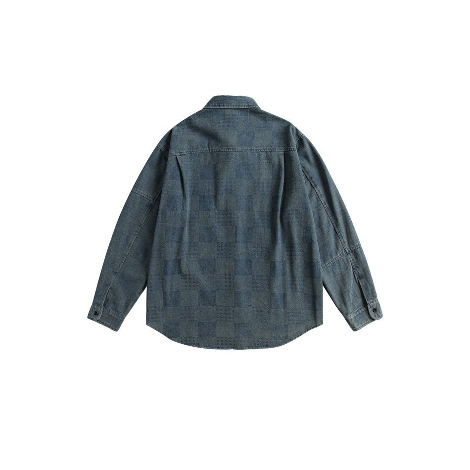 Checkerboard Denim Chambray Shirt on Sale - Men&