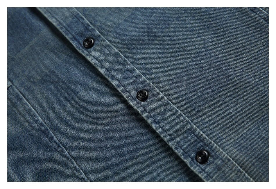 Checkerboard Denim Chambray Shirt on Sale - Men's and Women's Long Sleeve Casual Style - Seakoff