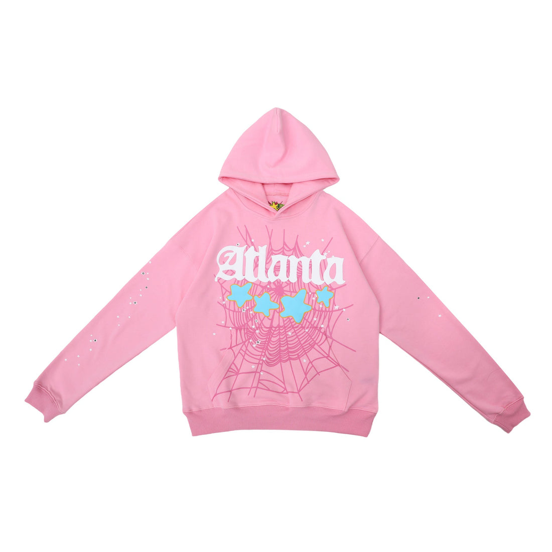 Chic Pink Atlanta Sp5der Hoodie - Trendy Star and Web Print Hooded Sweatshirt - Seakoff