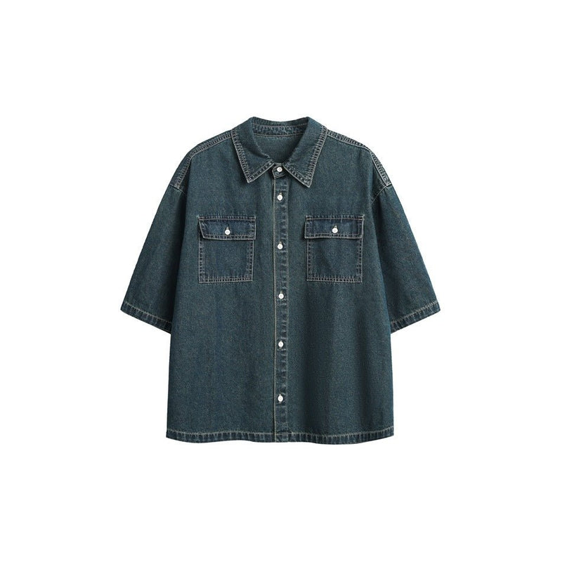 Classic Denim Chambray Shirt on Sale - Men's and Women's Short Sleeve Vintage Style - Seakoff