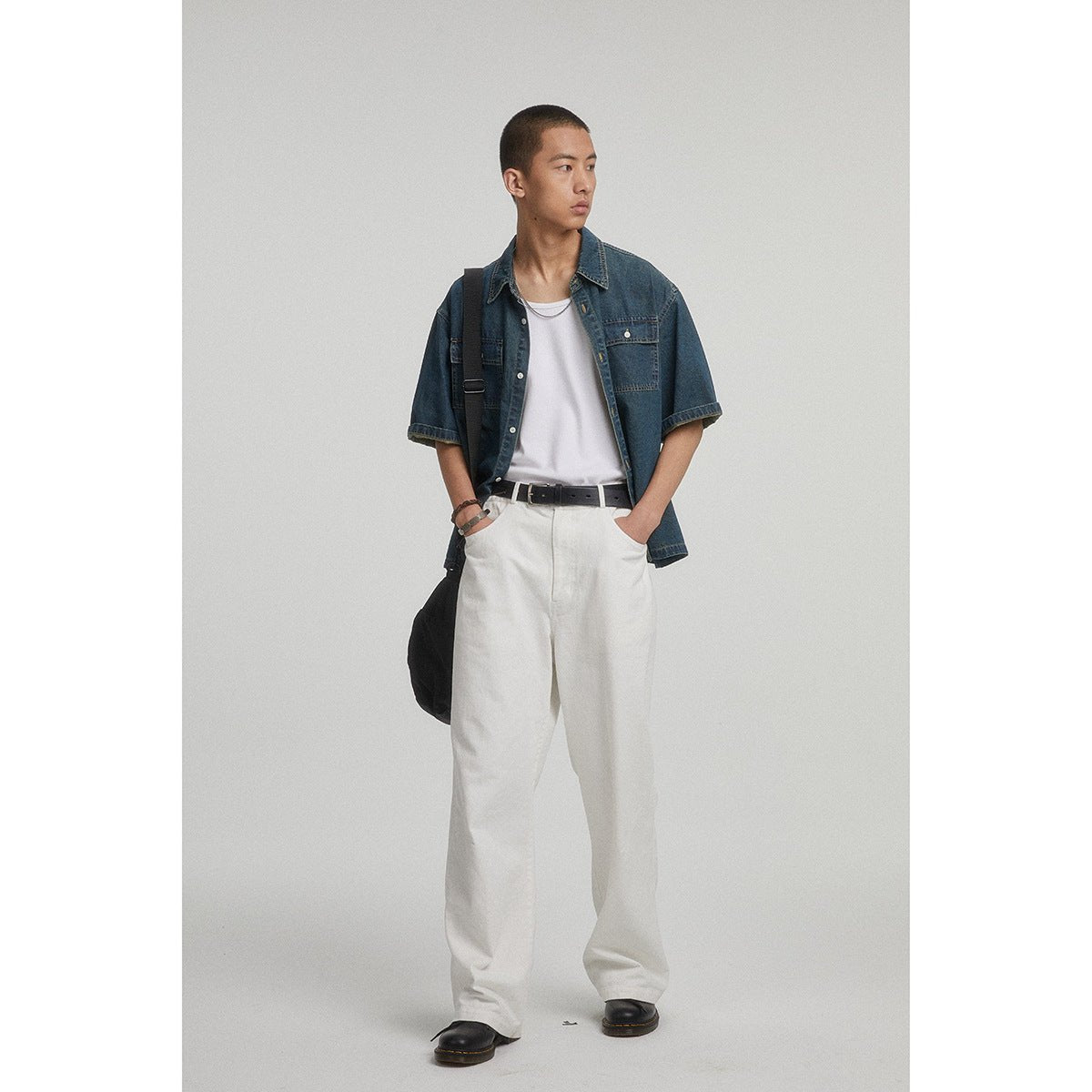 Classic Denim Chambray Shirt on Sale - Men's and Women's Short Sleeve Vintage Style - Seakoff