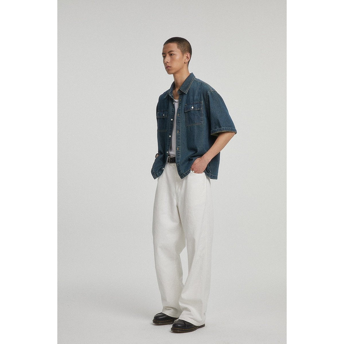 Classic Denim Chambray Shirt on Sale - Men's and Women's Short Sleeve Vintage Style - Seakoff