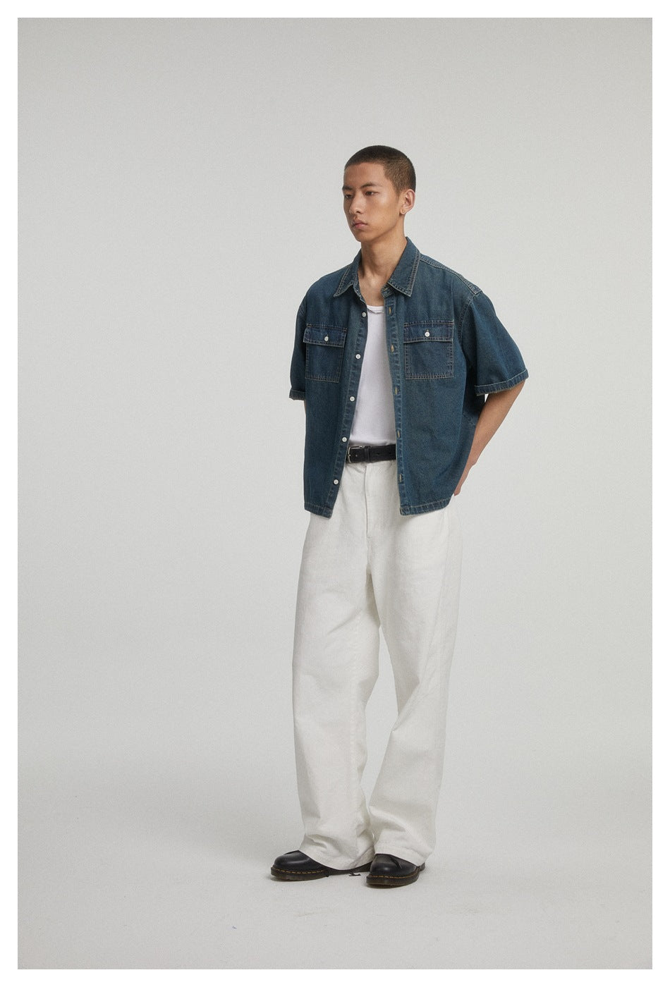 Classic Denim Chambray Shirt on Sale - Men's and Women's Short Sleeve Vintage Style - Seakoff
