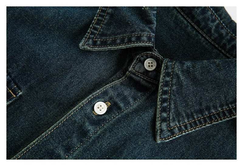 Classic Denim Chambray Shirt on Sale - Men's and Women's Short Sleeve Vintage Style - Seakoff