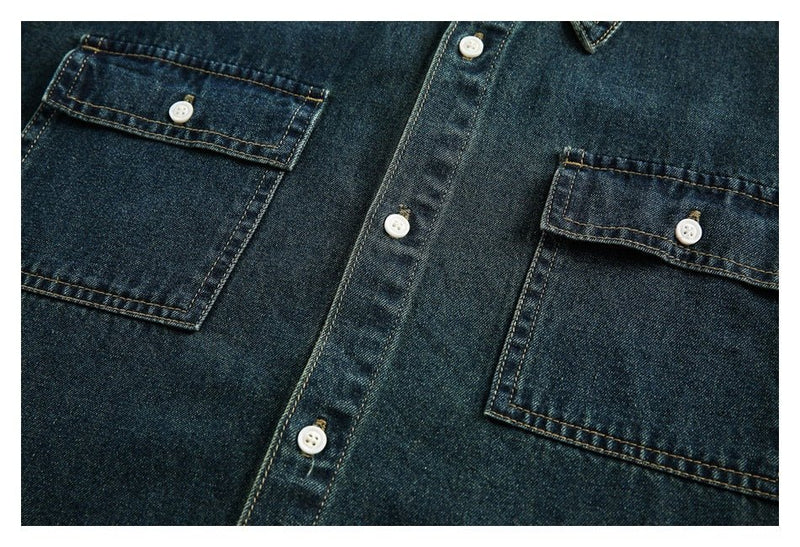 Classic Denim Chambray Shirt on Sale - Men's and Women's Short Sleeve Vintage Style - Seakoff