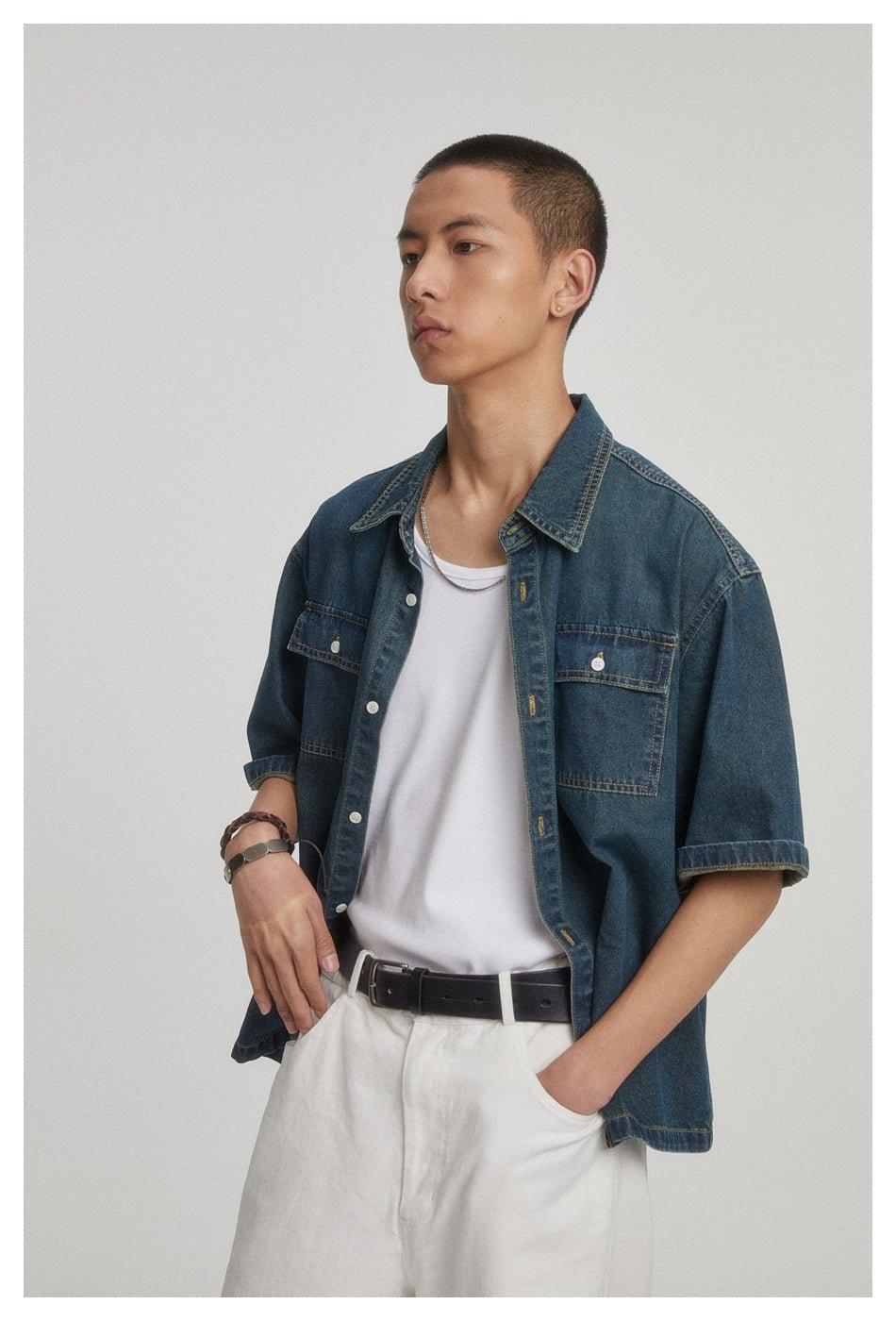 Classic Denim Chambray Shirt on Sale - Men's and Women's Short Sleeve Vintage Style - Seakoff