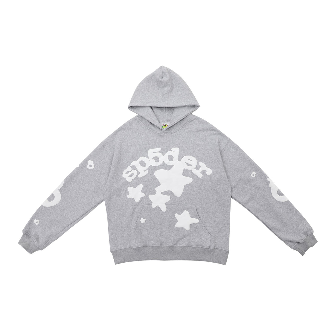 Classic Grey Sp5der Hoodie - Trendy Star Print Hooded Sweatshirt - Seakoff