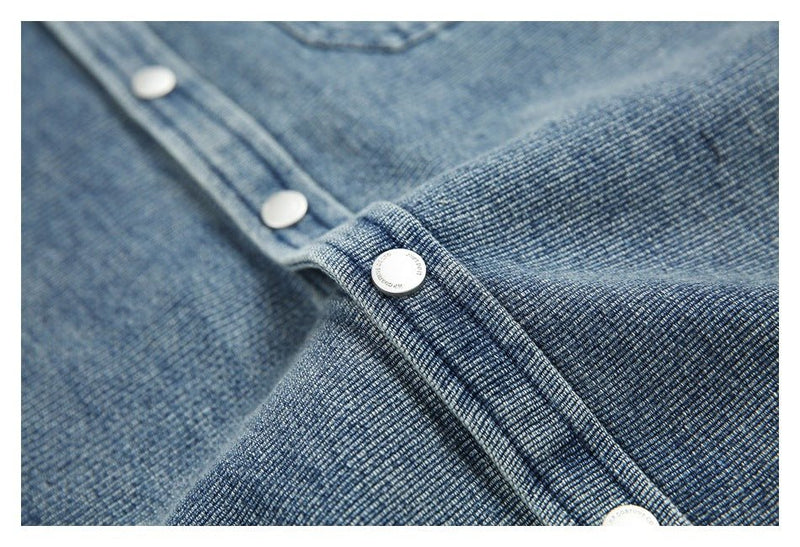 Classic Light Blue Denim Chambray Shirt on Sale - Men's and Women's Short Sleeve Vintage Style - Seakoff