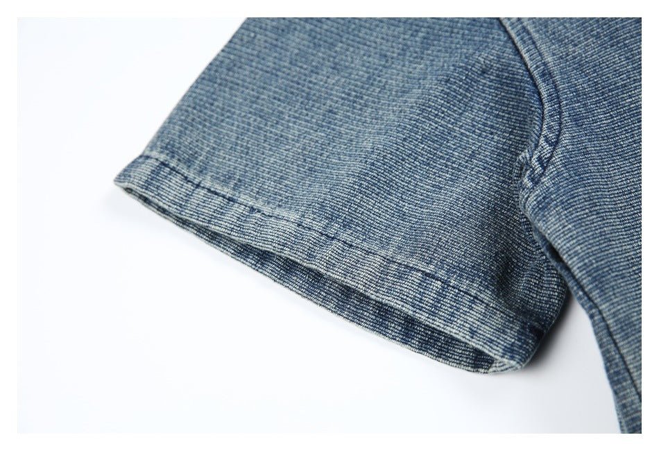 Classic Light Blue Denim Chambray Shirt on Sale - Men's and Women's Short Sleeve Vintage Style - Seakoff