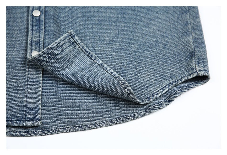 Classic Light Blue Denim Chambray Shirt on Sale - Men's and Women's Short Sleeve Vintage Style - Seakoff