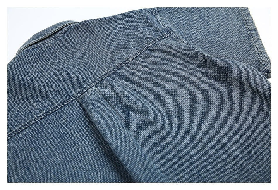 Classic Light Blue Denim Chambray Shirt on Sale - Men's and Women's Short Sleeve Vintage Style - Seakoff